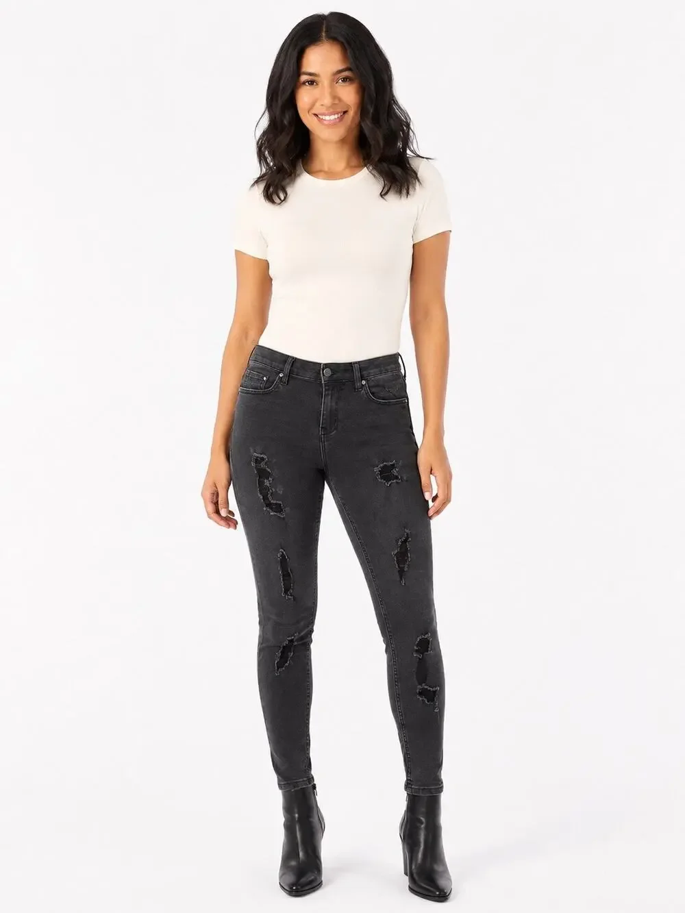 Vigoss The Jagger Jeans Women’s 28 Black Distressed Super Skinny 29 Inseam